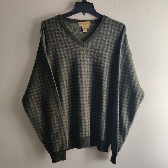 Tricots St. Raphael Other - Vintage Tricots St Raphael Sweater Men's L 100% Pure New Wool Knit Check Green